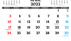 Free Printable April 2022 Calendar PDF and Image