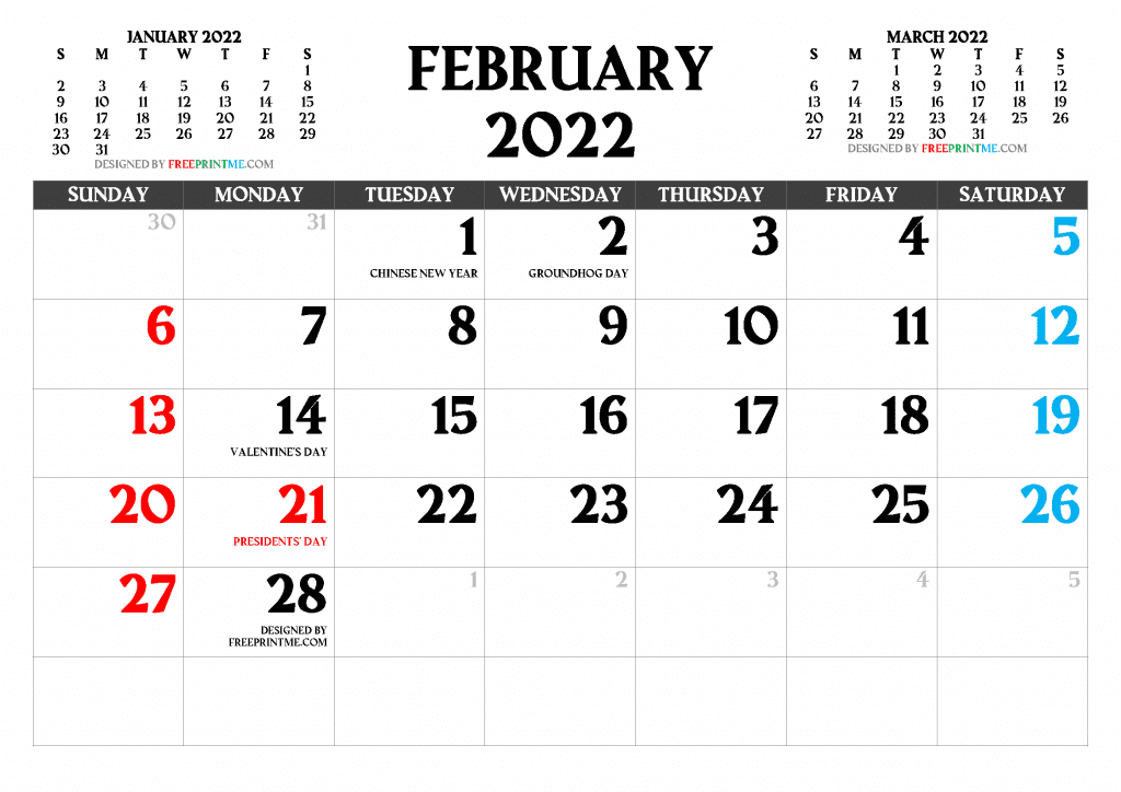 Lunar Calendar February 2022 Free Printable February 2022 Calendar Pdf And Image