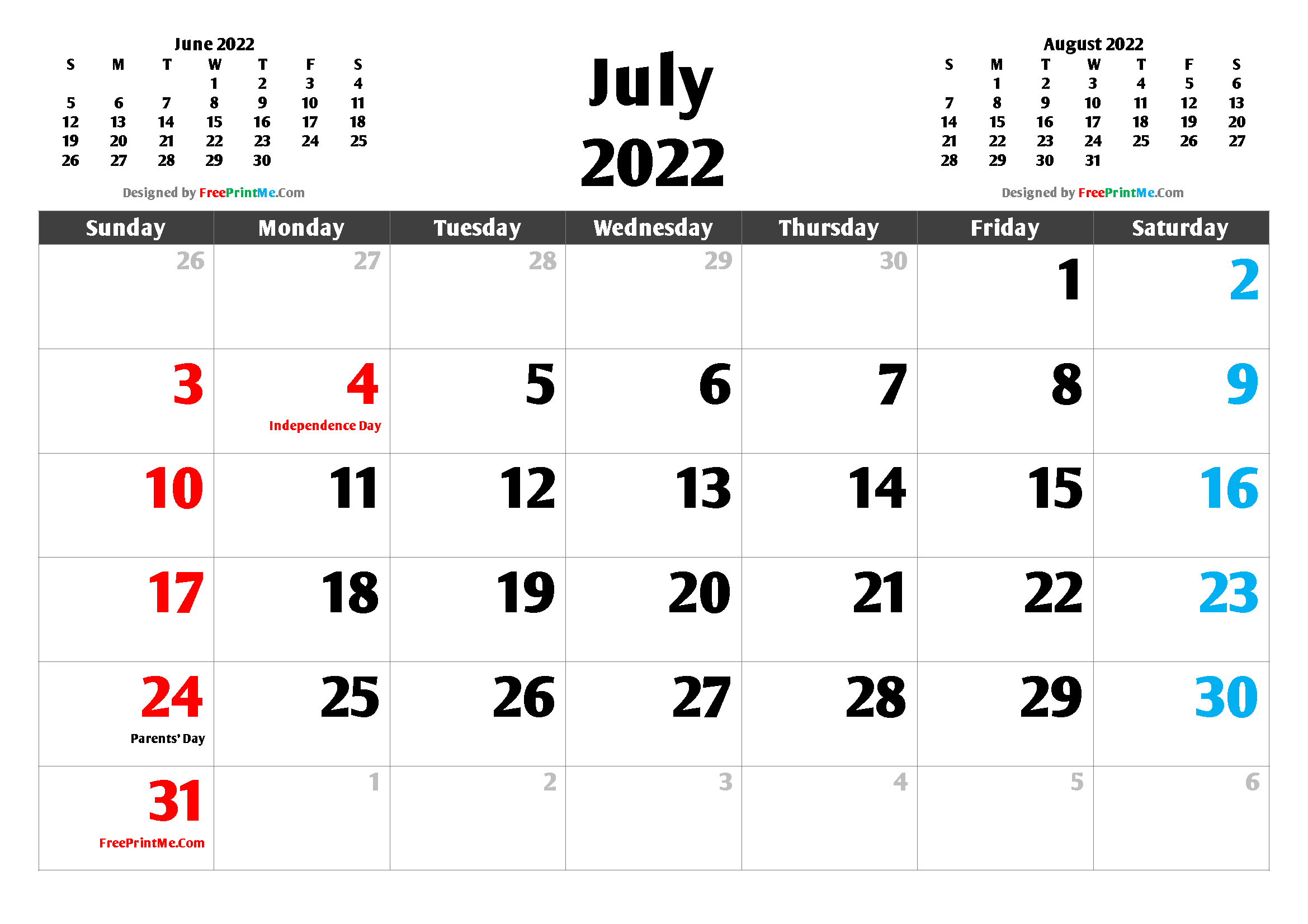 June July 2022 Calendar Printable Free Printable July 2022 Calendar Pdf And Image