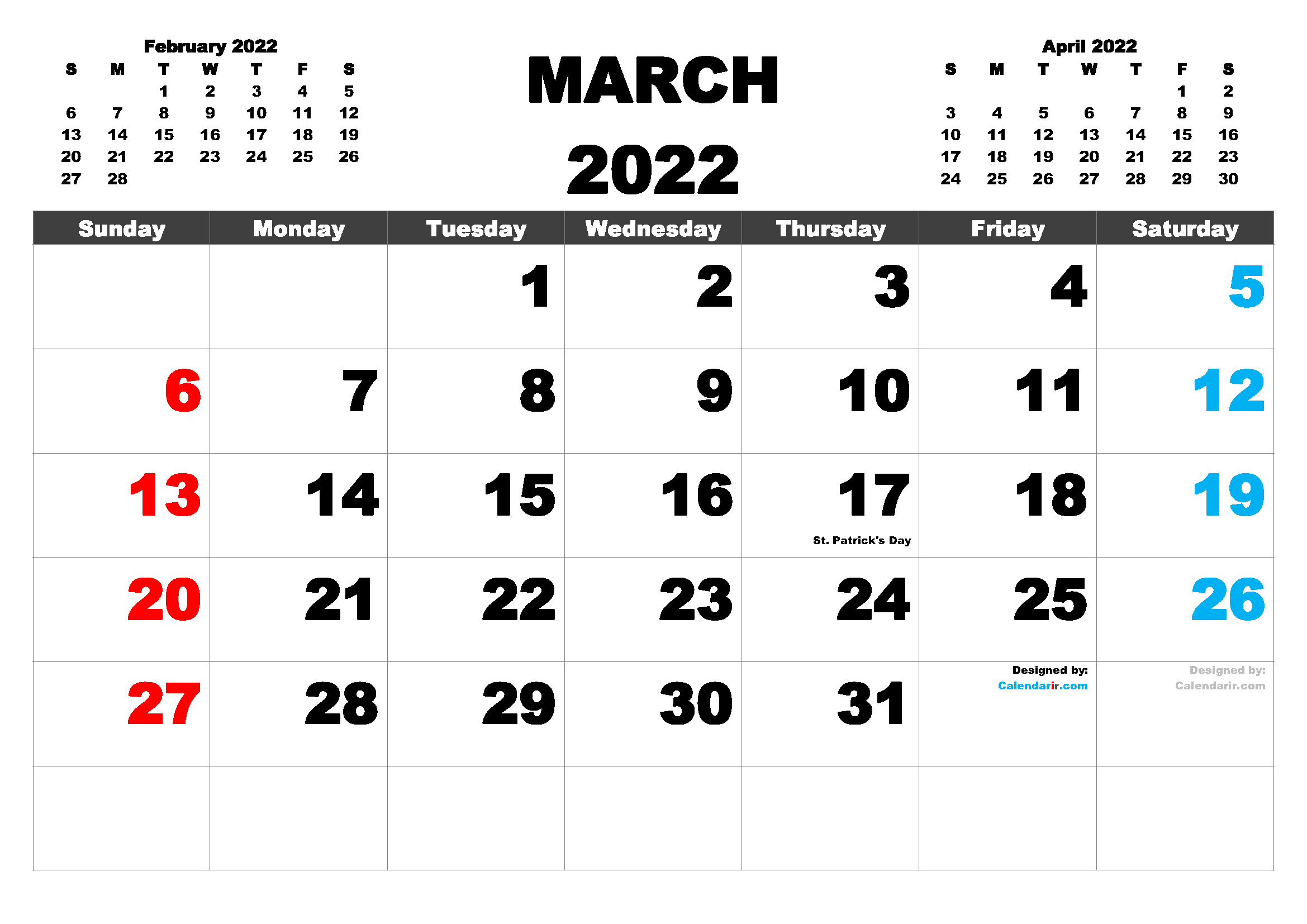 2022 kalender march March 2022