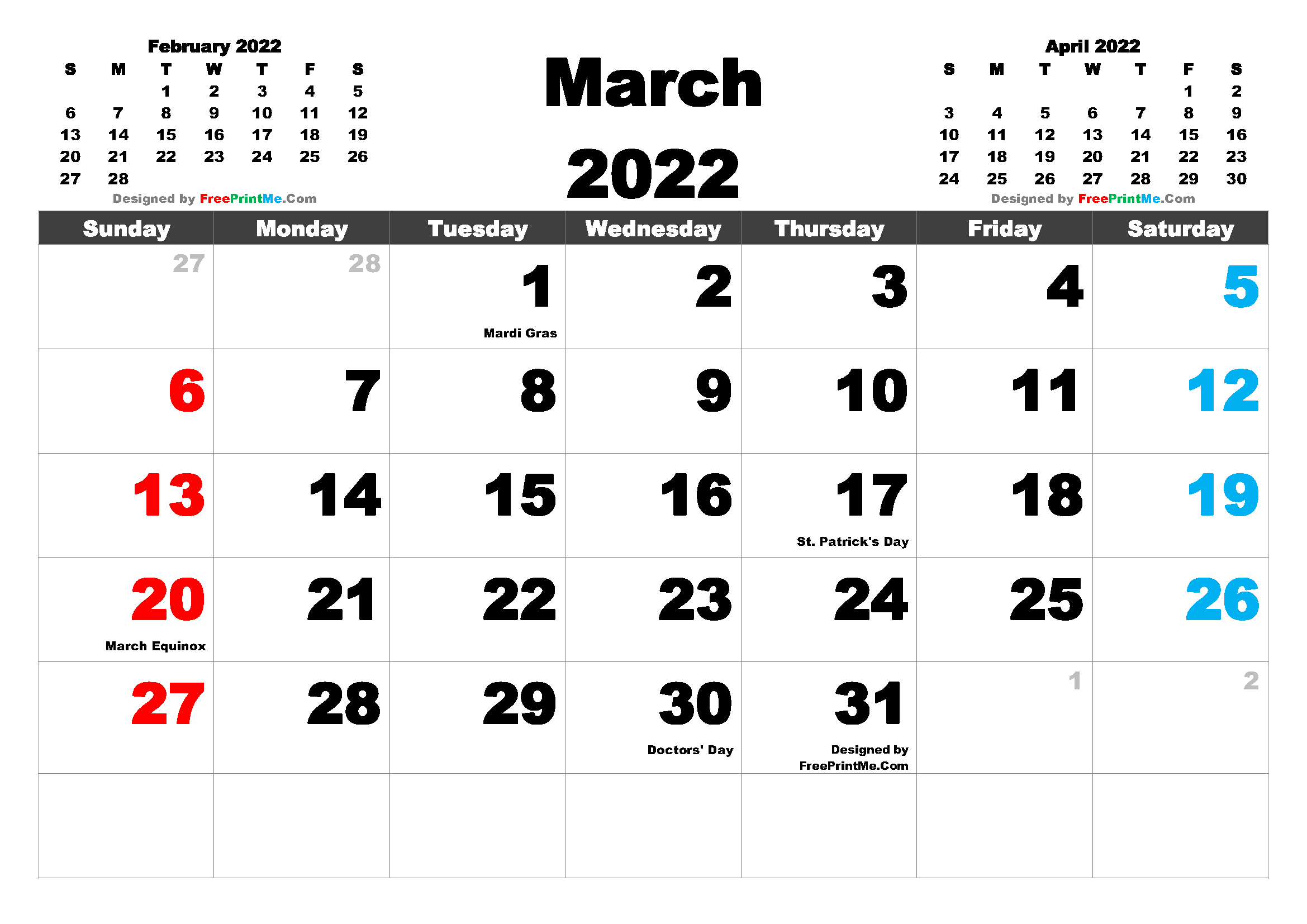 March 2022 Holiday Calendar Free Printable March 2022 Calendar Pdf And Image