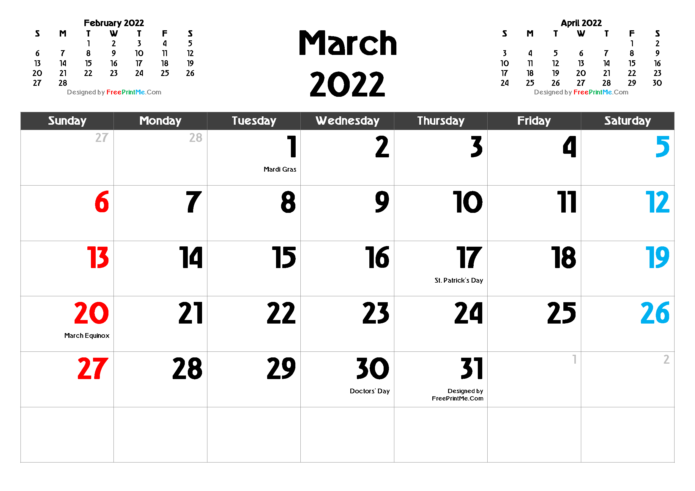 Print Free 2022 Monthly Calendar Free Printable March 2022 Calendar Pdf And Image