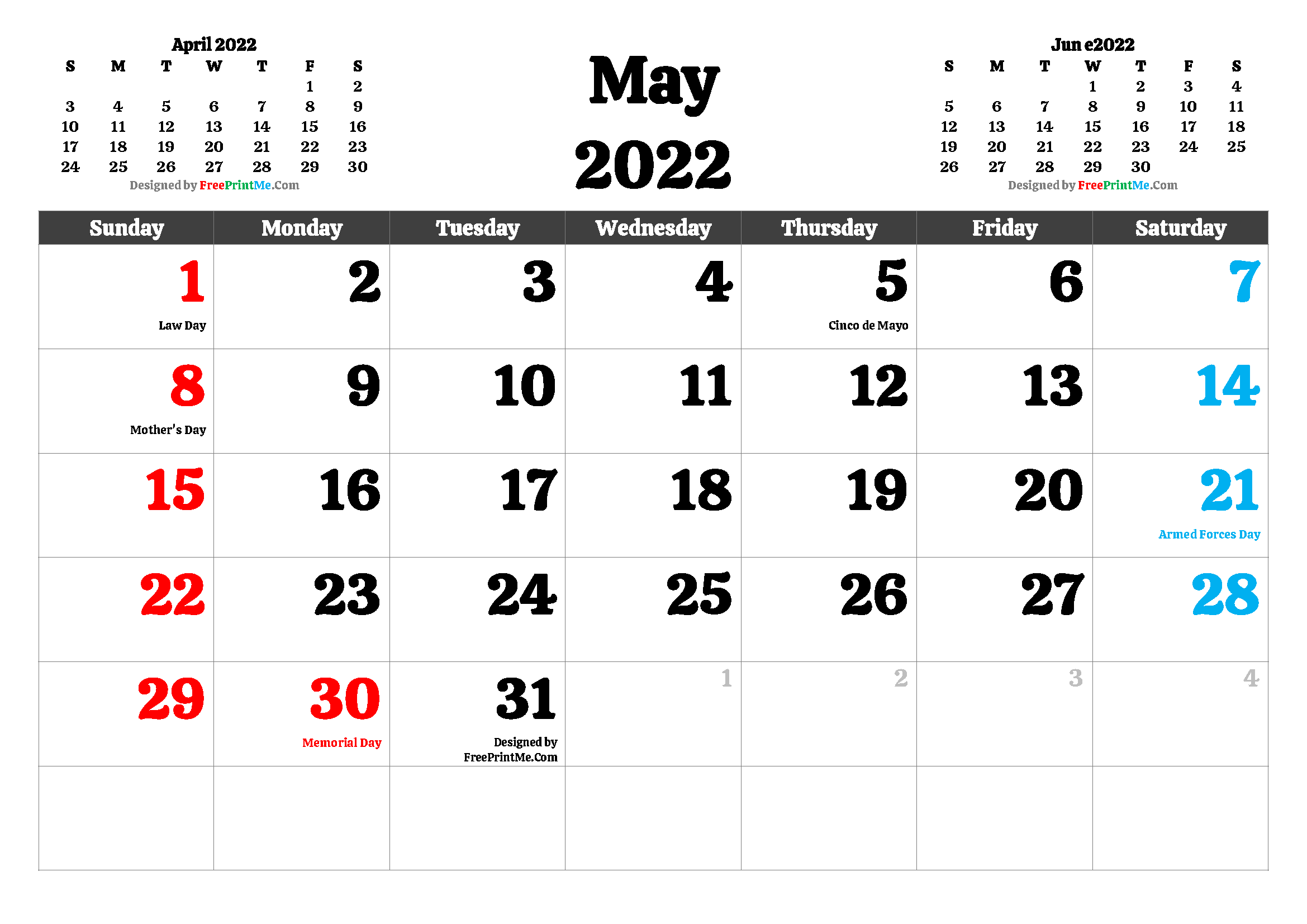 Print Month Calendar 2022 Free Printable May 2022 Calendar Pdf And Image