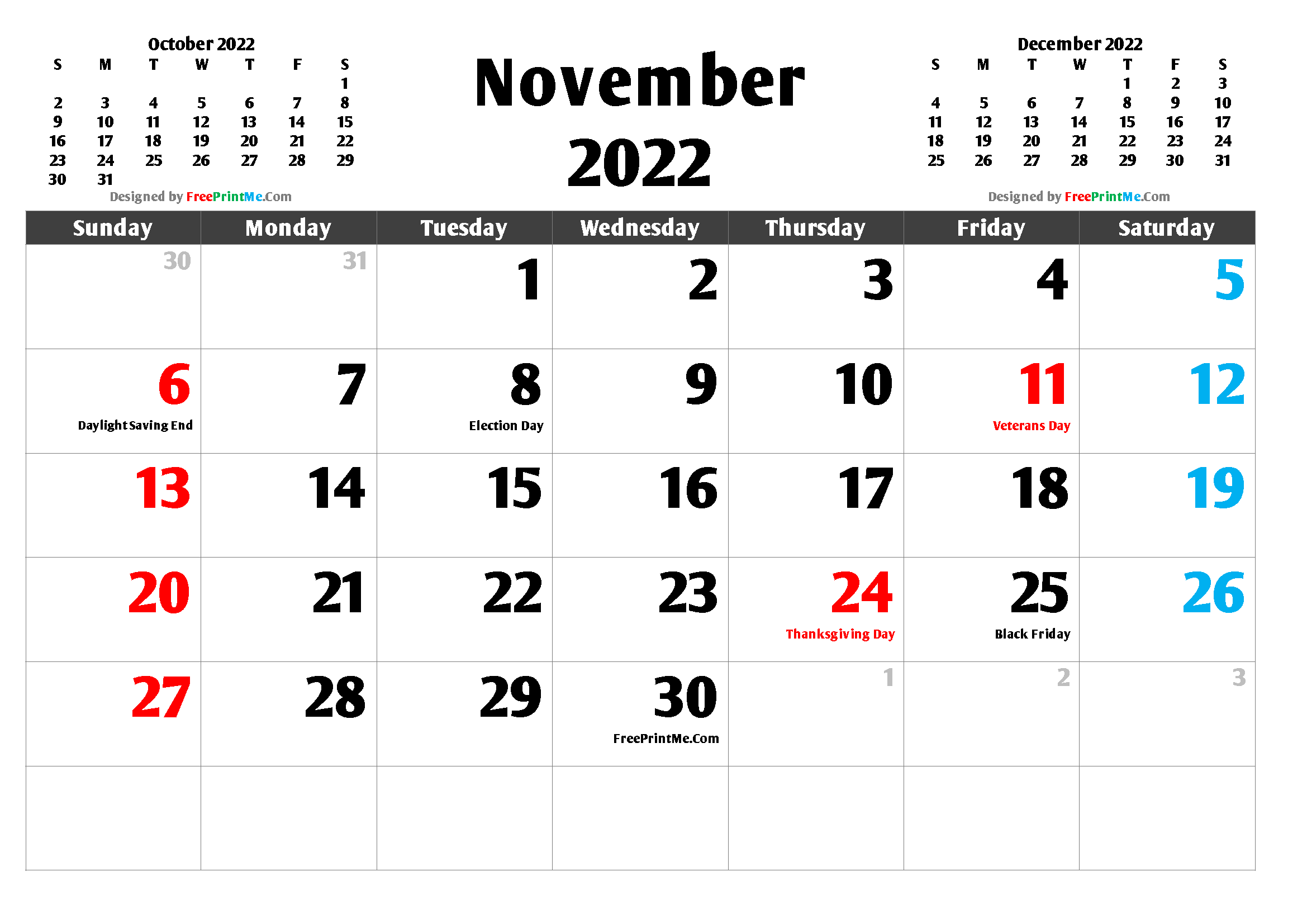 November 2022 Calendar Page Free Printable November 2022 Calendar Pdf, Png Image