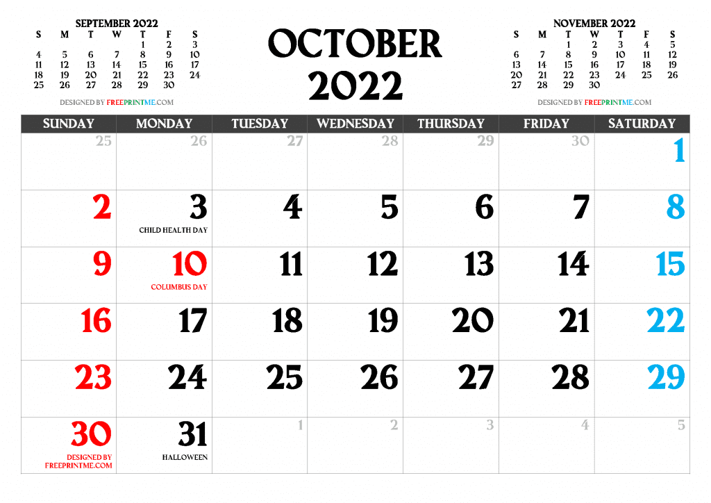 Oct 2022 Calendar Printable Free Printable October 2022 Calendar Pdf, Png Image