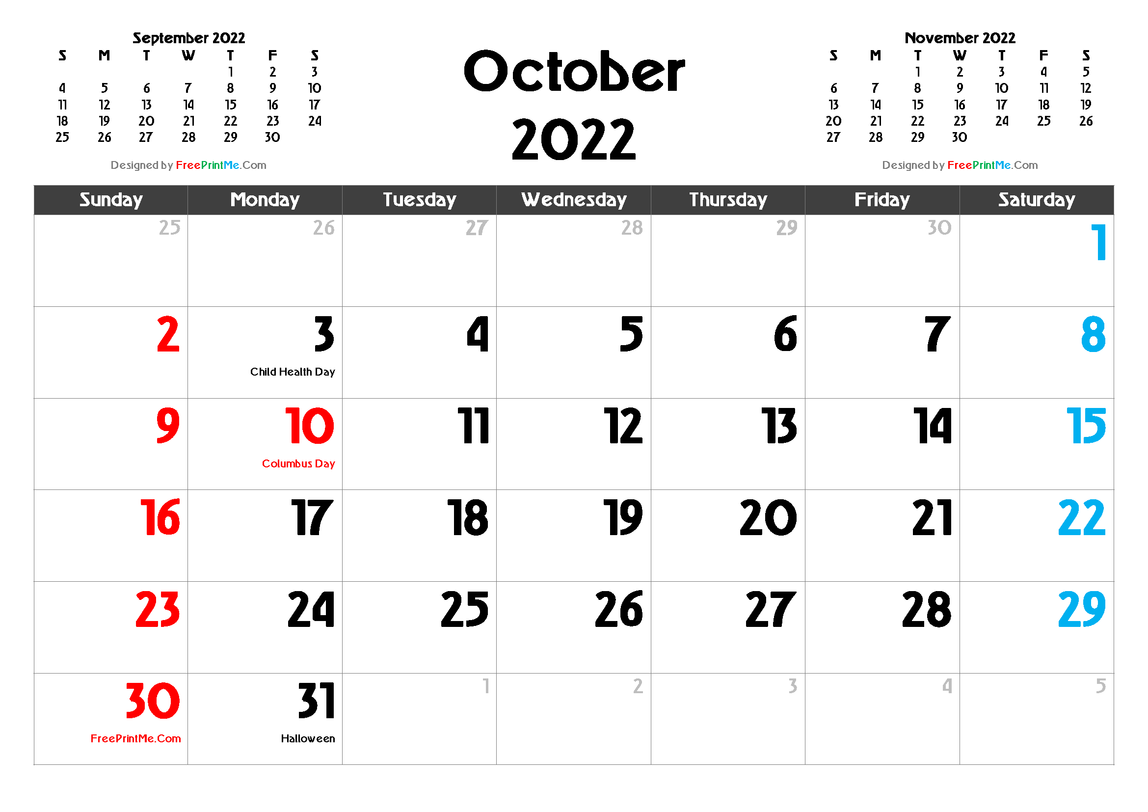 October 2022 Calendar To Print Free Printable October 2022 Calendar Pdf, Png Image