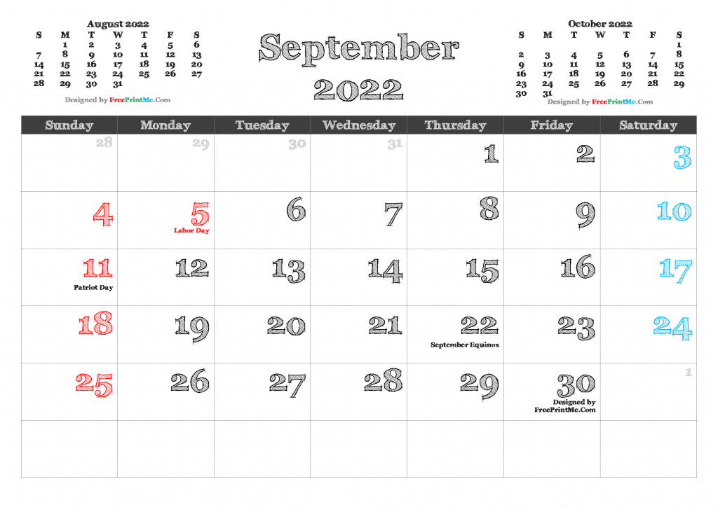 Download Free September 2022 Calendar Template as PDF and high resolution Image