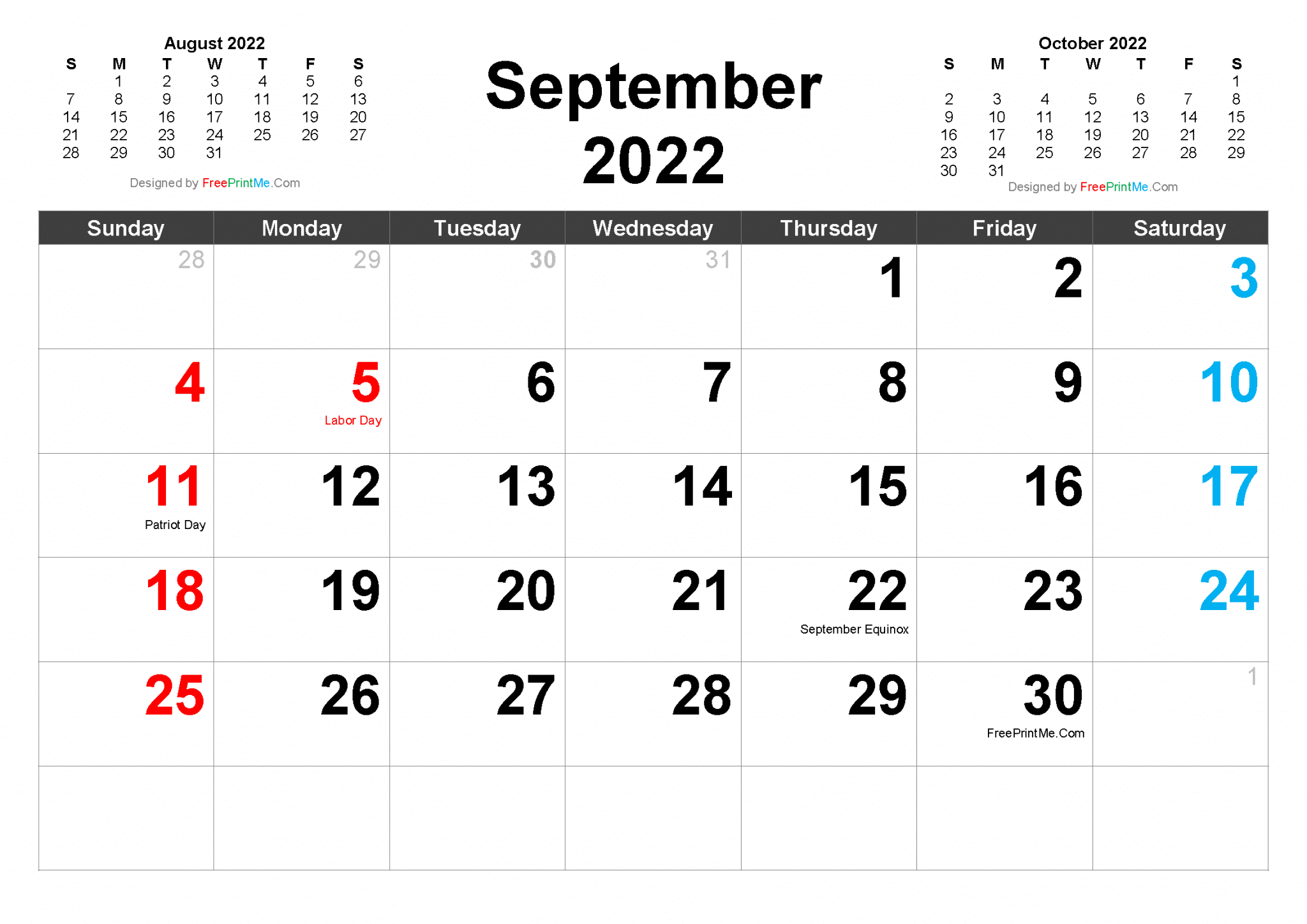 Free Printable September 2022 Calendar PDF