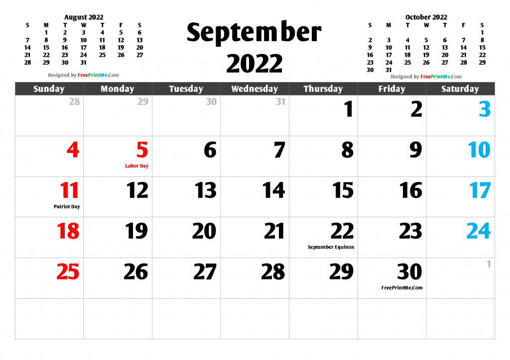 Free Printable September 2022 Calendar PDF