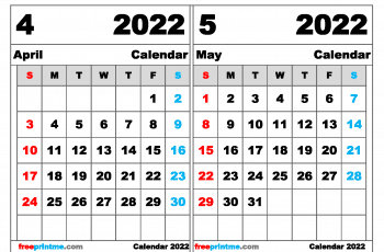 Free April May 2022 Calendar Printable