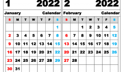 Free January February 2022 Calendar Printable