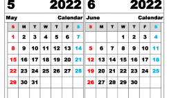 Free May June 2022 Calendar Printable