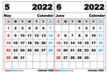 Free May June 2022 Calendar Printable