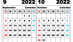 Free September October 2022 Calendar Printable