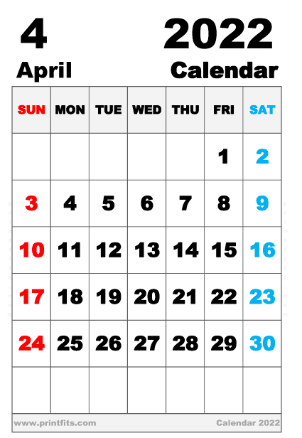 Free Printable April 2022 Calendar Executive