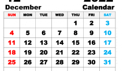 Free Printable December 2022 Calendar Letter Wide