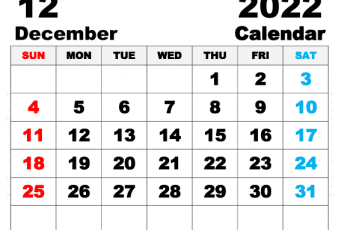 Free Printable December 2022 Calendar Letter Wide