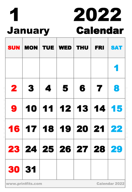 Free Printable January 2022 Calendar Executive