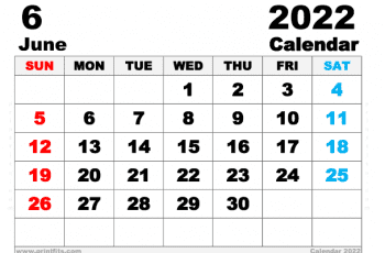 Free Printable June 2022 Calendar A4 Wide