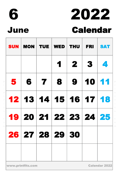 Free Printable June 2022 Calendar B4
