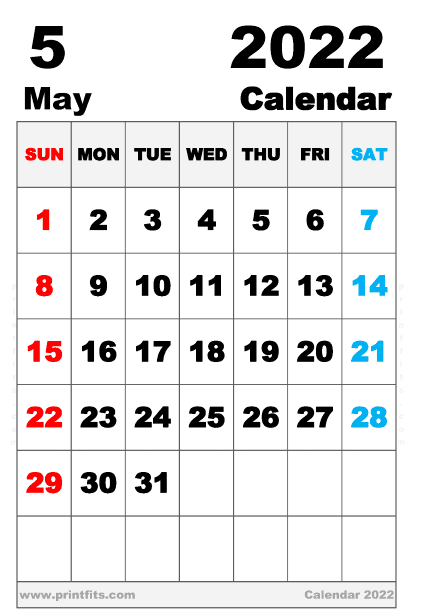 Free Printable May 2022 Calendar Executive
