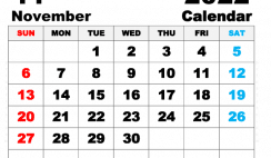 Free Printable November 2022 Calendar Letter Wide