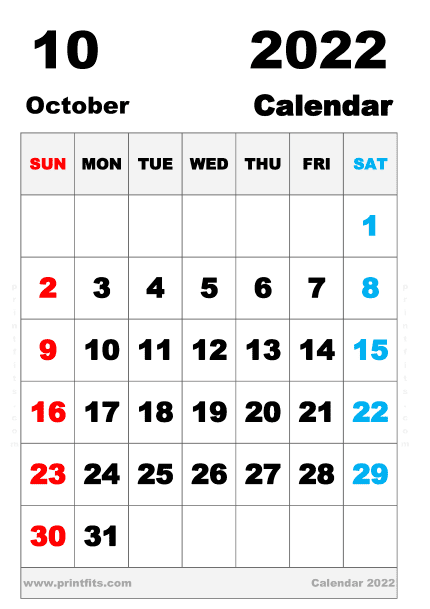 Free Printable October 2022 Calendar B4