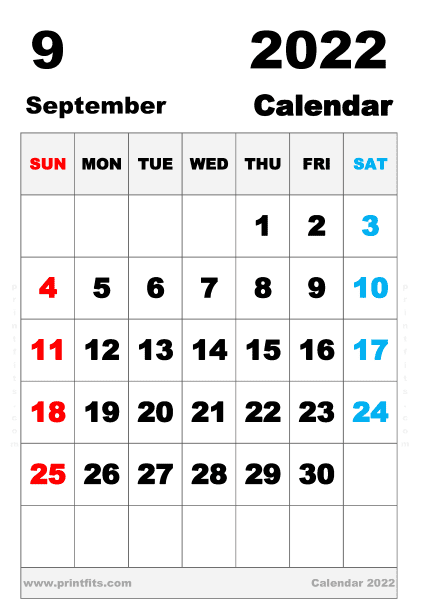 Free Printable September 2022 Calendar B4
