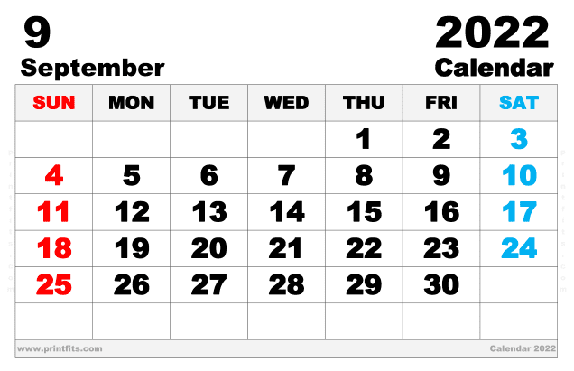 Free Printable September 2022 Calendar Ledger
