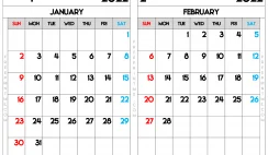 Free Printable January and February 2022 Calendar A3 Wide