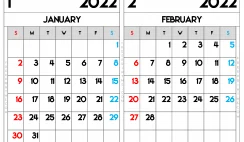 Free Printable January and February 2022 Calendar A4 Wide