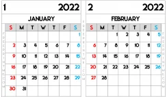 Free Printable January February 2022 Calendar Ledger