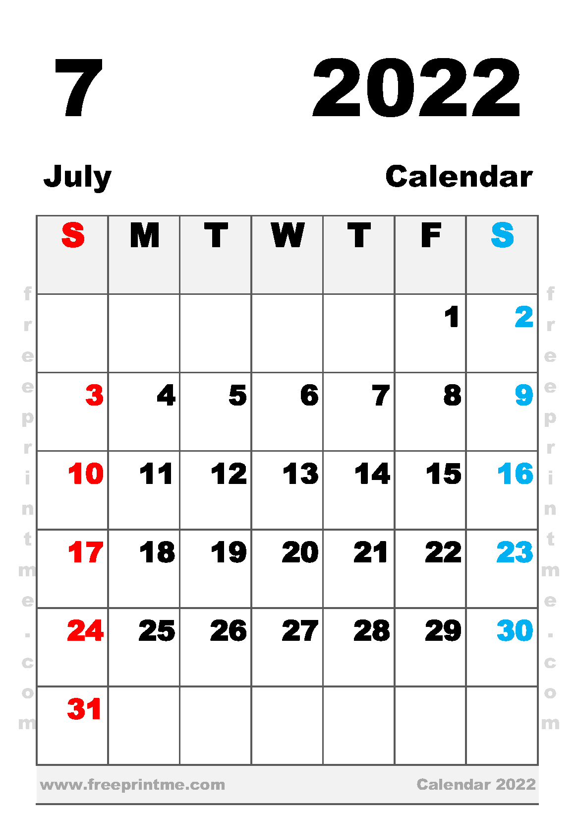 Free Printable June 2022 Calendar A5
