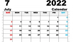 Free Printable June 2022 Calendar A5 Wide