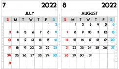 Free Printable July August 2022 Calendar Ledger