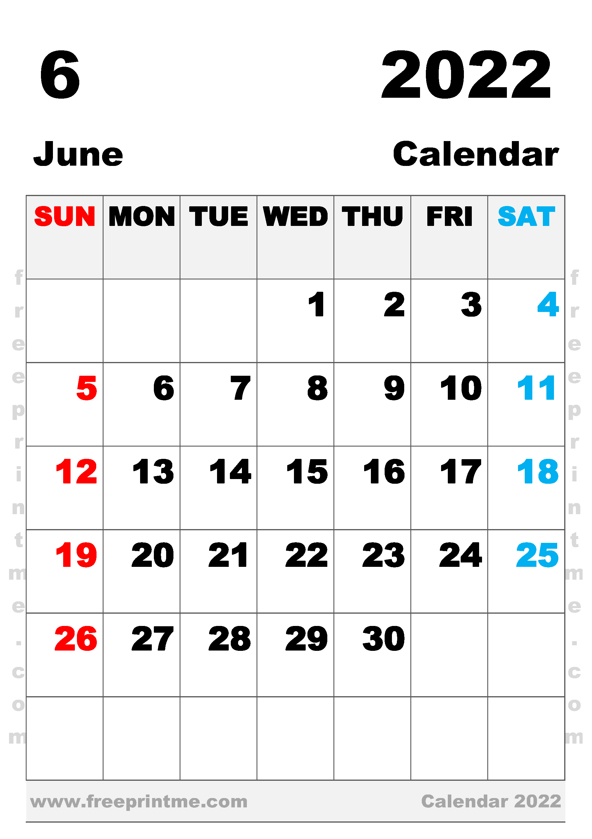 Free Printable June 2022 Calendar B4