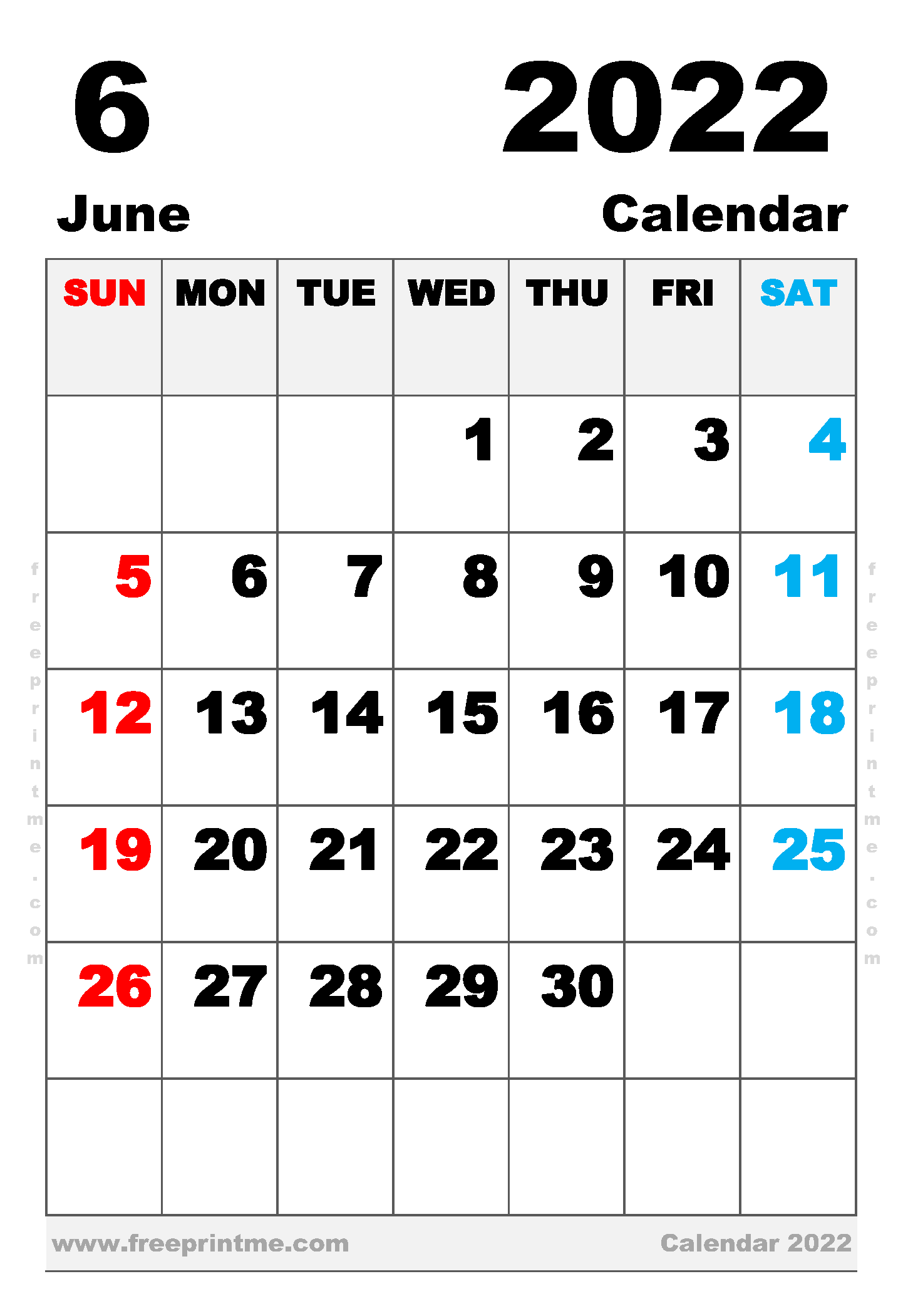 Free Printable June 2022 Calendar Executive