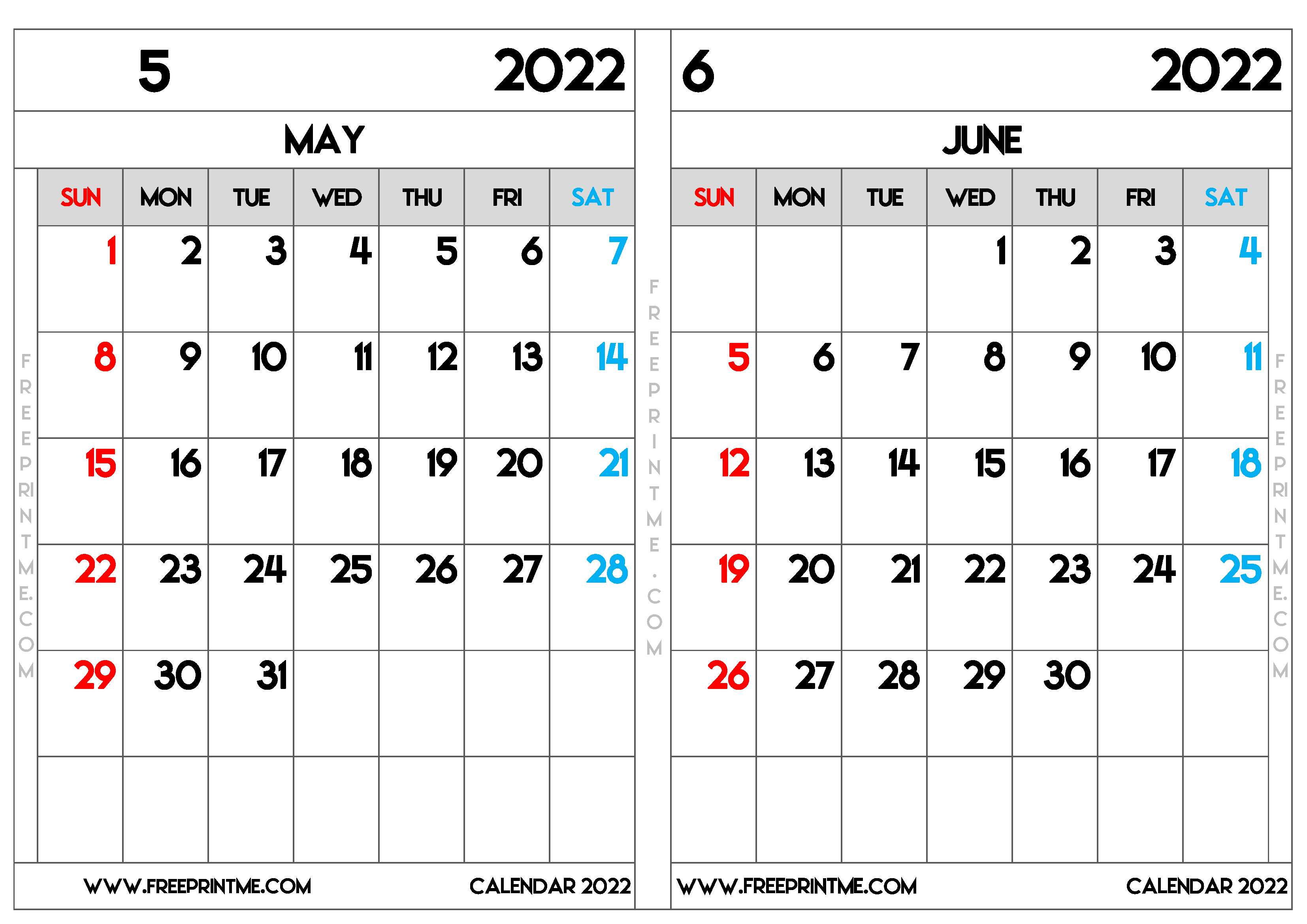 May And June 2022 Calendar Printable Free Printable May And June 2022 Calendar A3 Wide