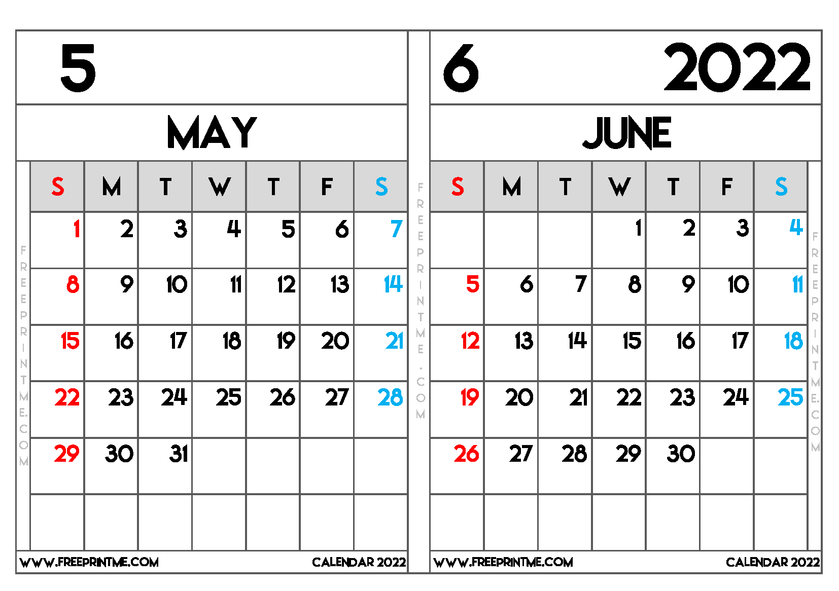 May And June 2022 Calendar Free Printable May And June 2022 Calendar A5 Wide