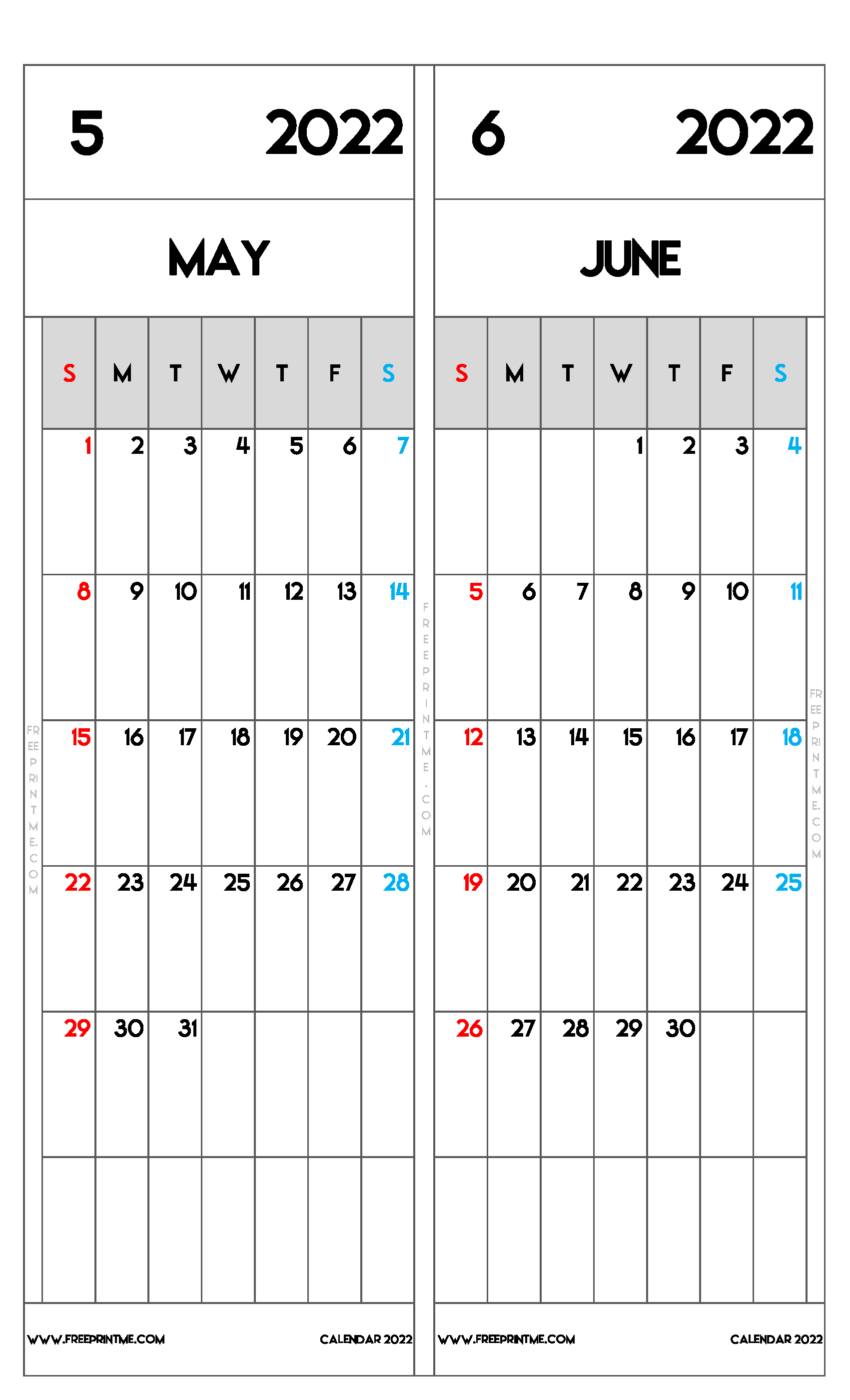 Free Printable May and June 2022 Calendar Legal