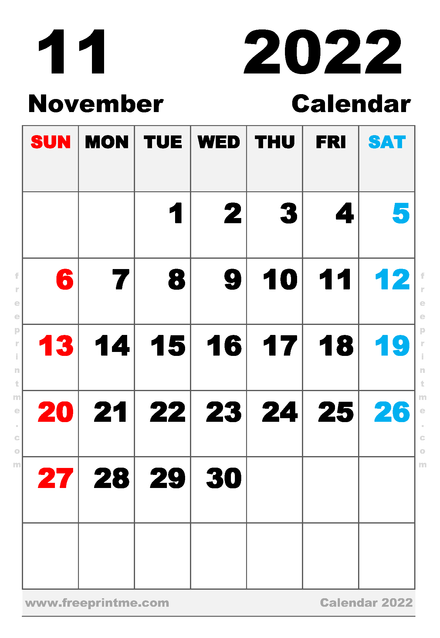 Free Printable November 2022 Calendar Executive