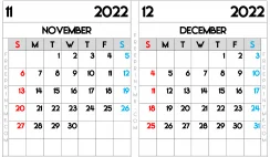 Free Printable November December 2022 Calendar Ledger