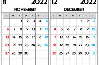 Free Printable November and December 2022 Calendar Letter Wide