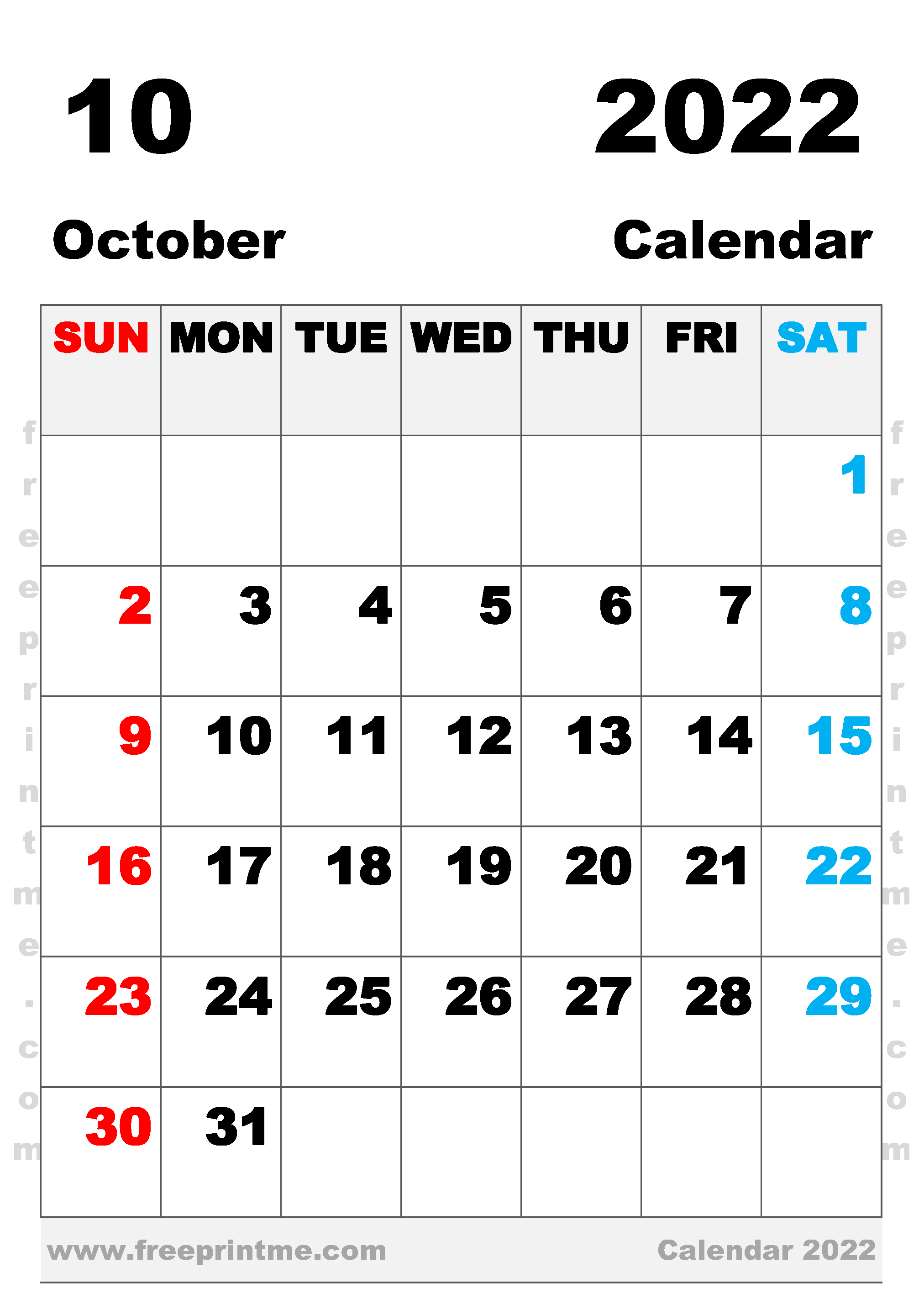 Free Printable October 2022 Calendar B4
