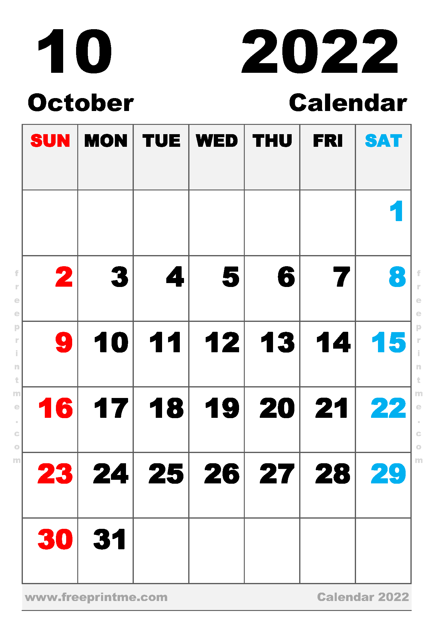Free Printable October 2022 Calendar Executive