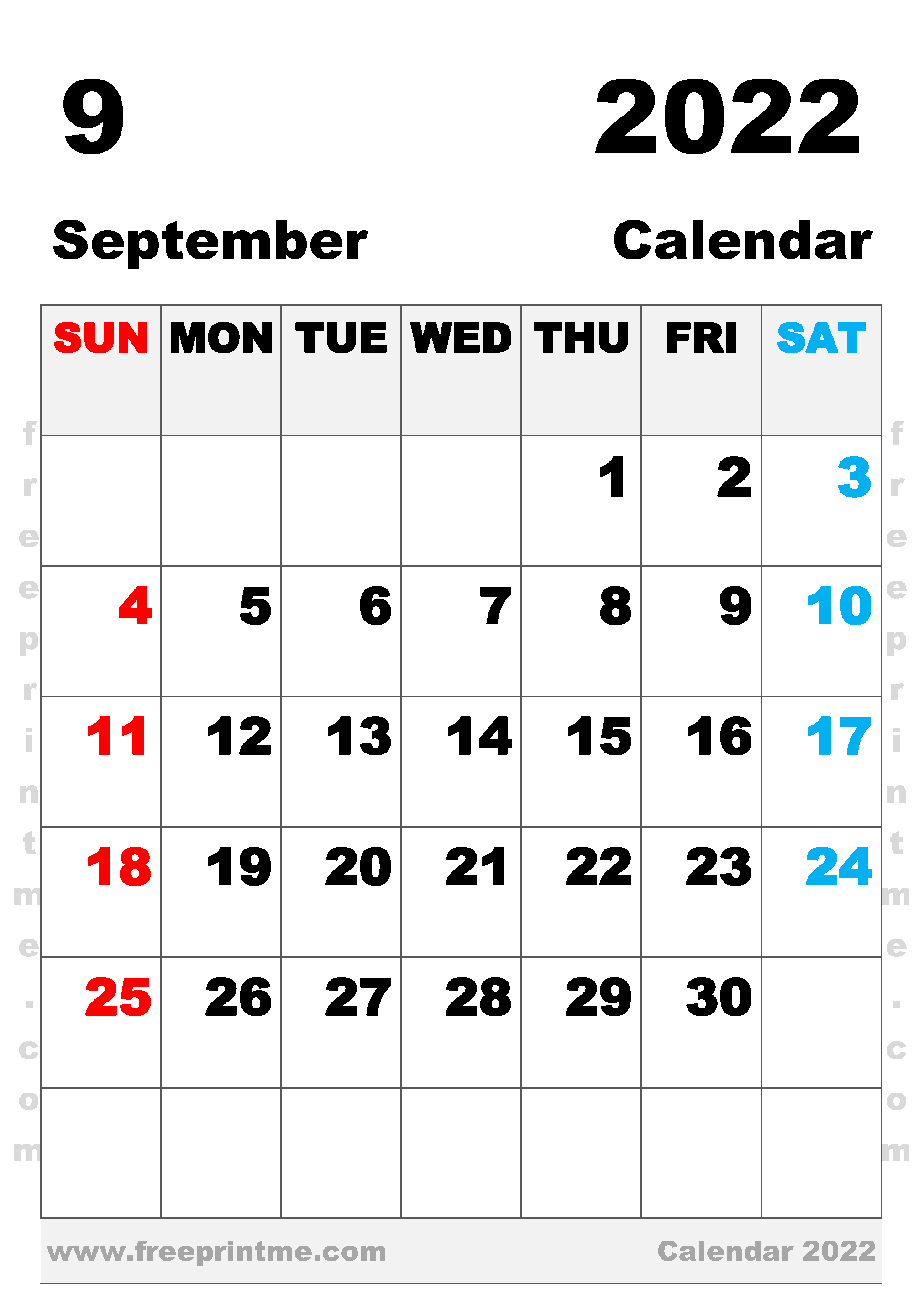 Free Printable September 2022 Calendar B4