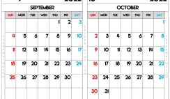 Free Printable September and October 2022 Calendar A3 Wide