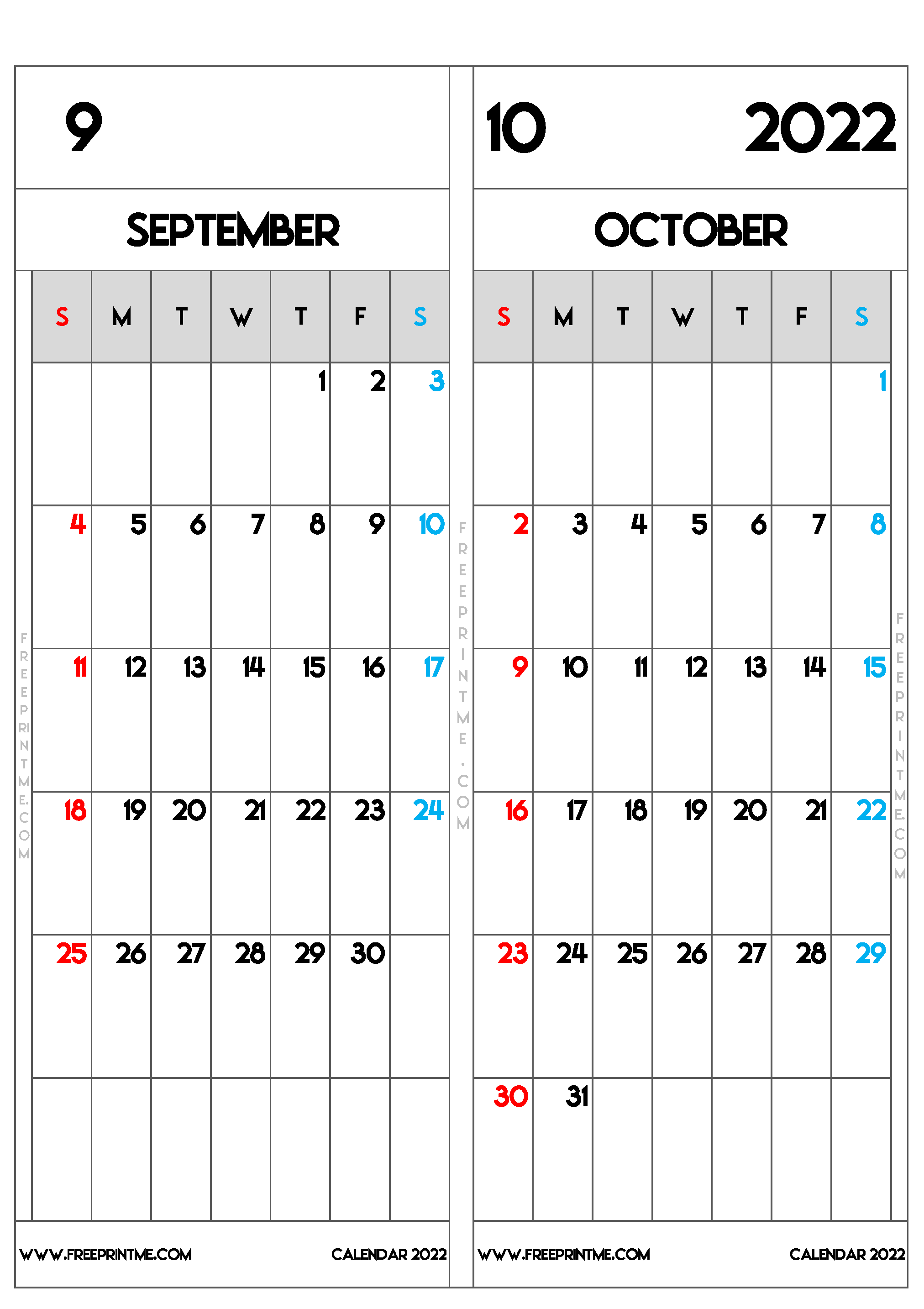 Free Printable September October 2022 Calendar B4