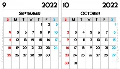 Free Printable September October 2022 Calendar Ledger