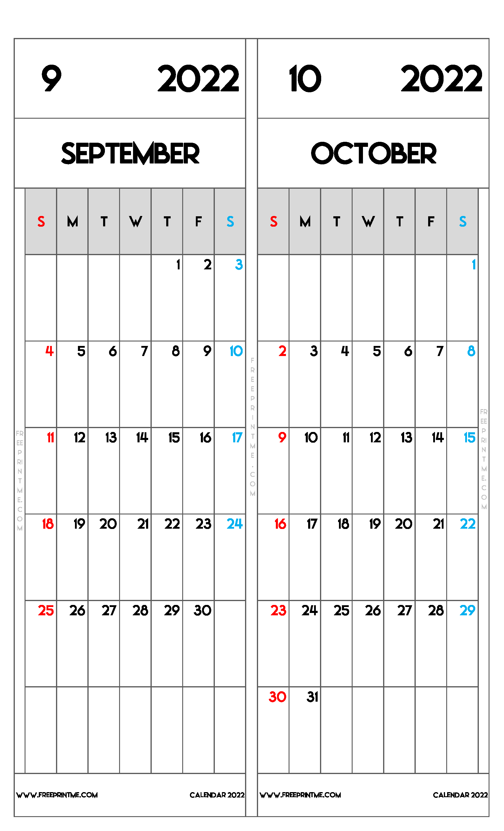 Free Printable September and October 2022 Calendar Legal
